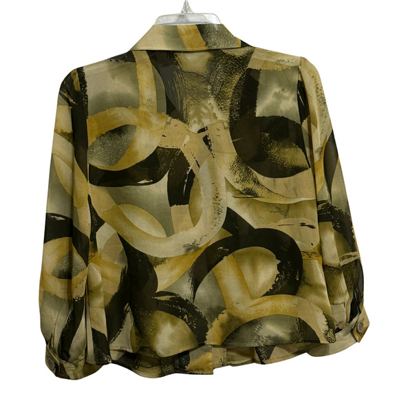 Serenade Womens Sheer Earthy Toned Single Button Blouse - Size Medium - Picture 5 of 7